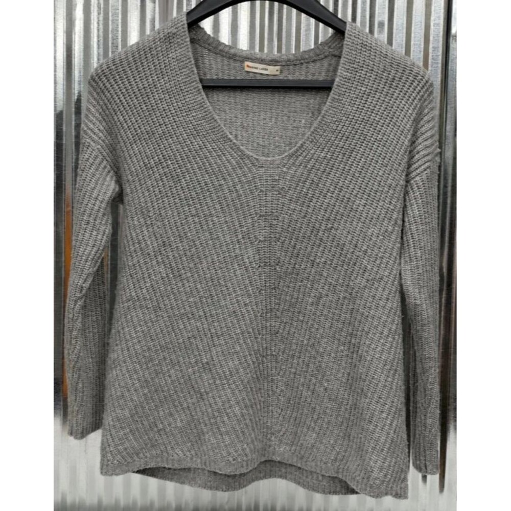 Marine Layer Gray V Neck Ribbed Knit Sweater Women’s Medium